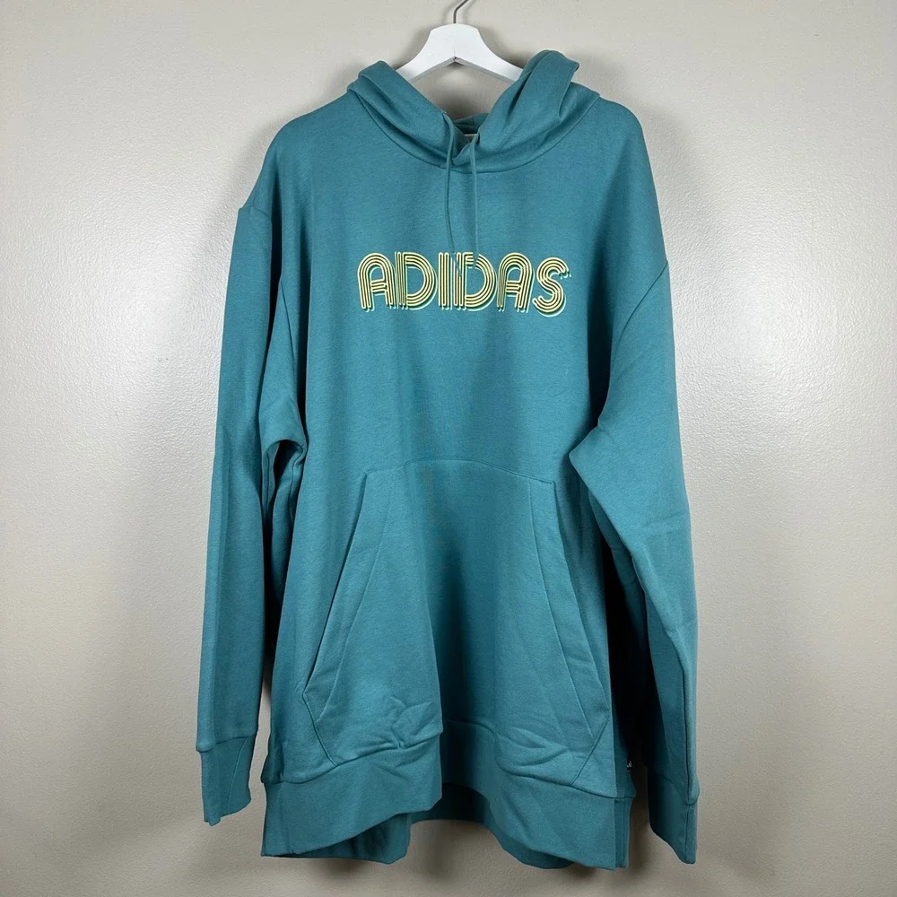 Adidas Men's 4XL Hoodie Powder Teal M EVO LIN HD Graphic Blokecore Y2K NEW